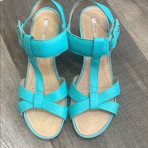 Geox Women's Bright Teal  Leather Sandals